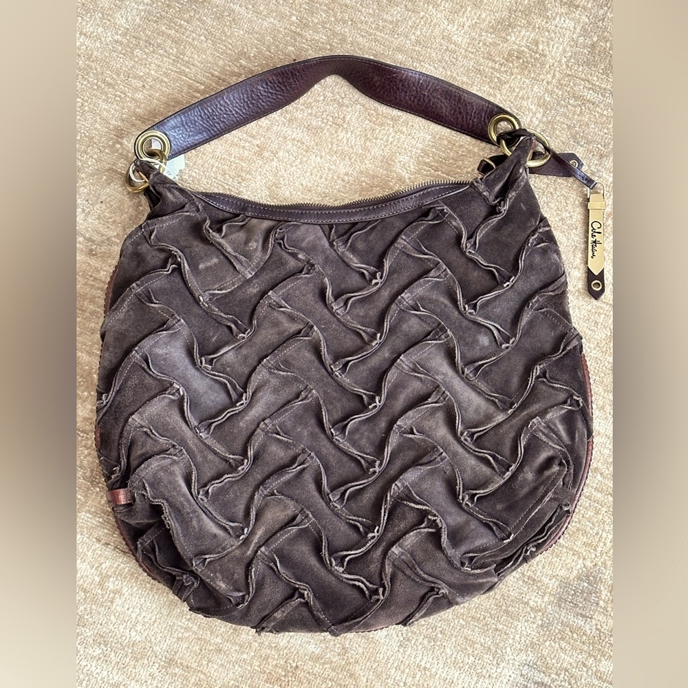 Cole Haan Brown suede leather hobo handbag purse unique
